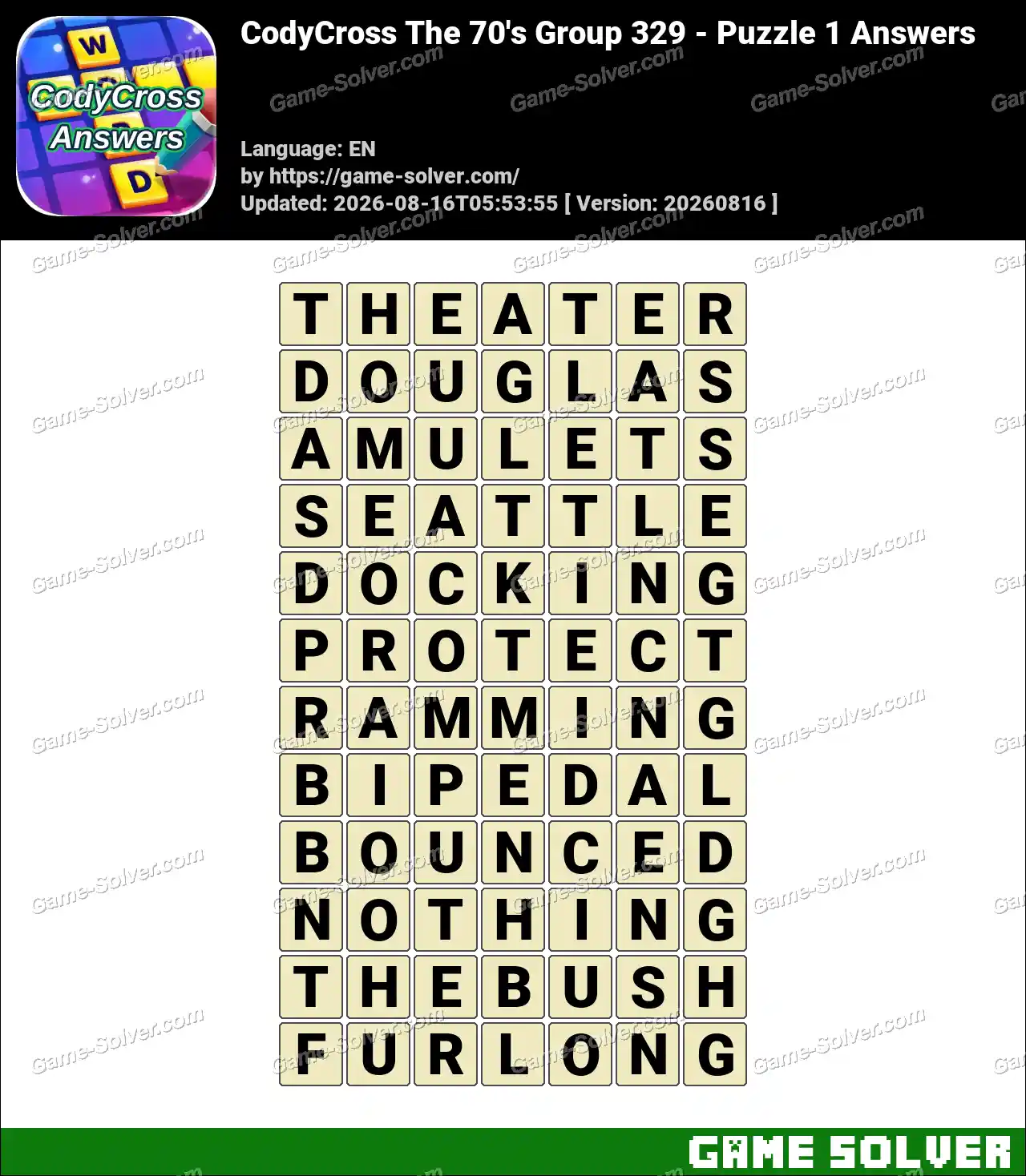 CodyCross The 70’s Group 329 – Puzzle 1 Answers
